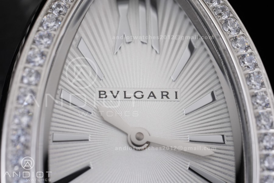 Serpenti 35mm Diamonds Bezel SS BVF 1:1 Best Edition Silver Dial on SS Bracelet Ronda Quartz