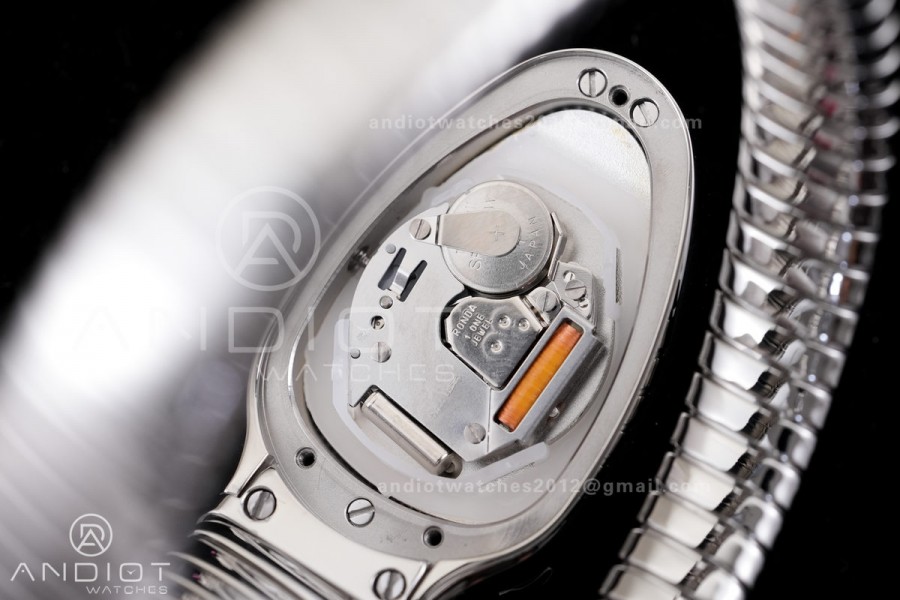 Serpenti 35mm Diamonds Bezel SS BVF 1:1 Best Edition Black Dial on SS Bracelet Ronda Quartz