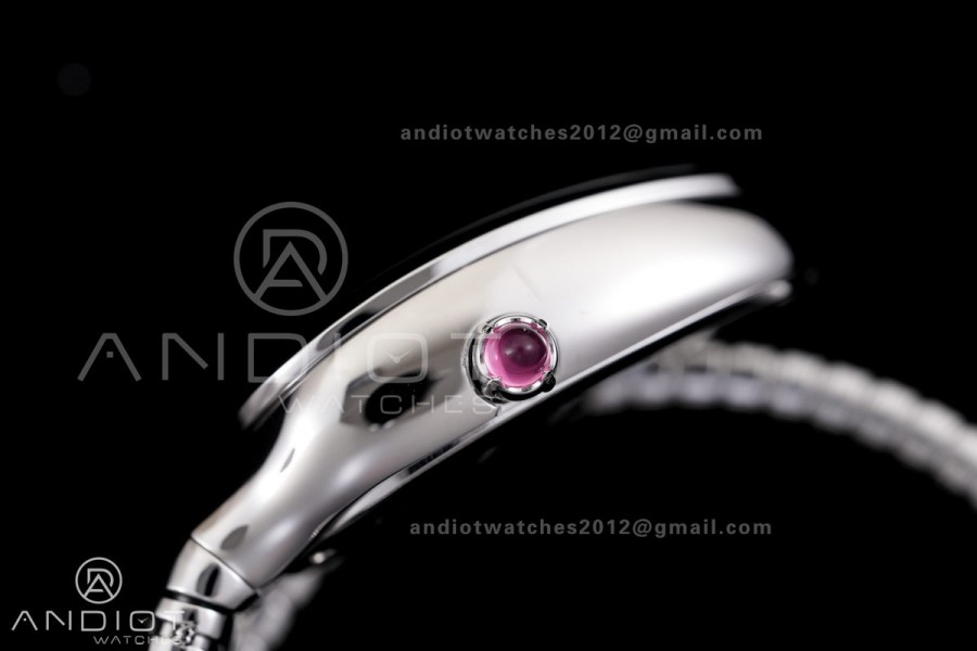 Serpenti 35mm Diamonds Bezel SS BVF 1:1 Best Edition Black Dial on SS Bracelet Ronda Quartz