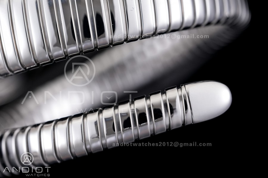 Serpenti 35mm Diamonds Bezel SS BVF 1:1 Best Edition Black Dial on SS Bracelet Ronda Quartz