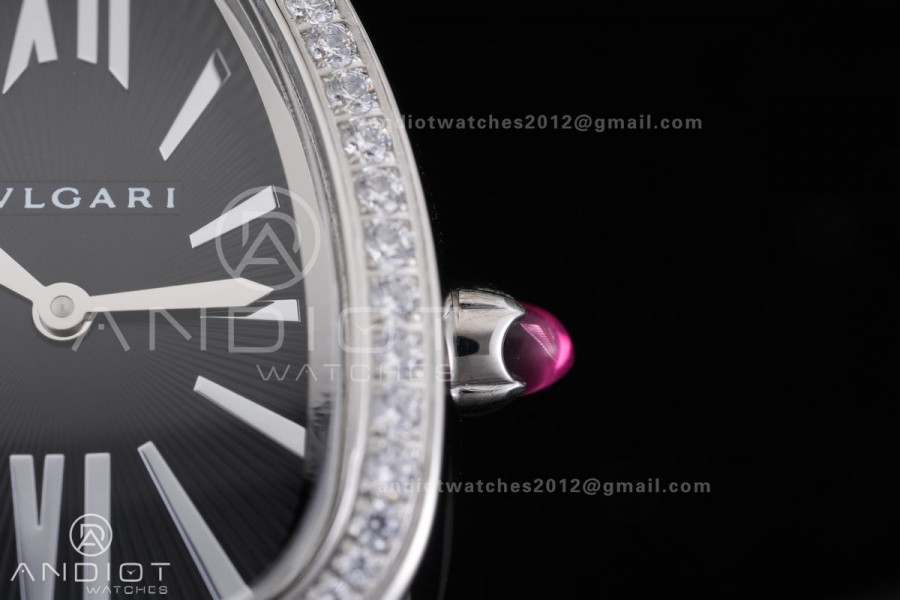 Serpenti 35mm Diamonds Bezel SS BVF 1:1 Best Edition Black Dial on SS Bracelet Ronda Quartz
