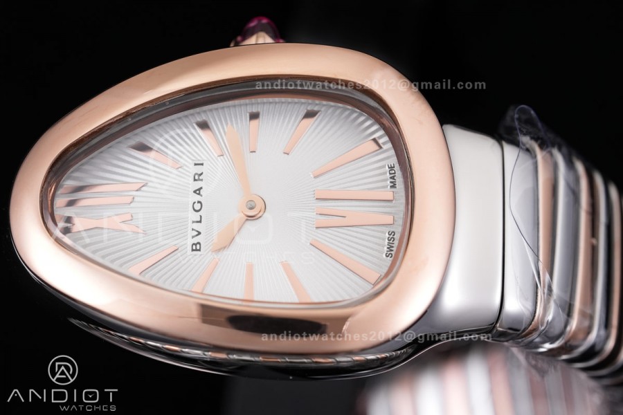 Serpenti 35mm SS/RG BVF 1:1 Best Edition Silver Dial on SS/RG Bracelet Ronda Quartz