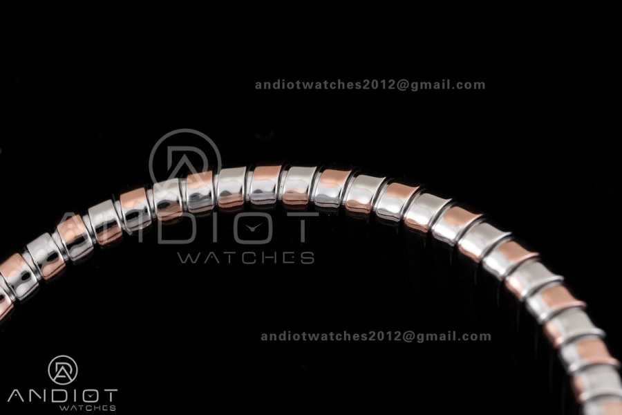 Serpenti 35mm Diamonds Bezel SS/RG BVF 1:1 Best Edition Silver Dial on SS/RG Bracelet Ronda Quartz