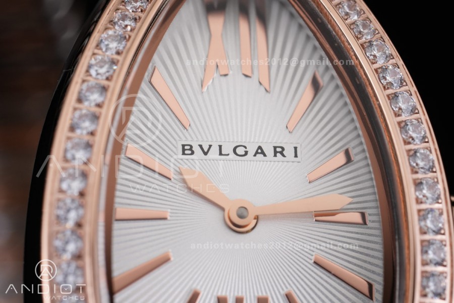 Serpenti 35mm Diamonds Bezel SS/RG BVF 1:1 Best Edition Silver Dial on SS/RG Bracelet Ronda Quartz