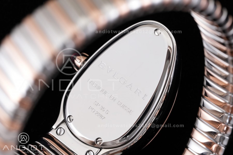 Serpenti 35mm Diamonds Bezel SS/RG BVF 1:1 Best Edition Silver Dial on SS/RG Bracelet Ronda Quartz