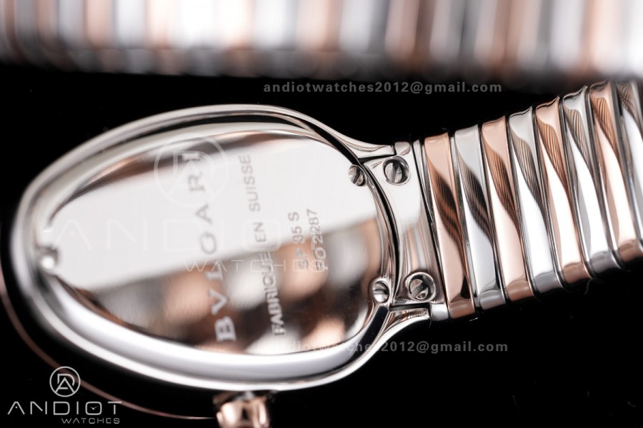 Serpenti 35mm Diamonds Bezel SS/RG BVF 1:1 Best Edition Silver Dial on SS/RG Bracelet Ronda Quartz