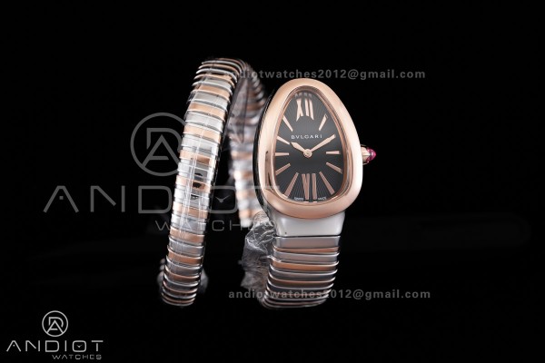 Serpenti 35mm SS/RG BVF 1:1 Best Edition Black Dial on SS/RG Bracelet Ronda Quartz