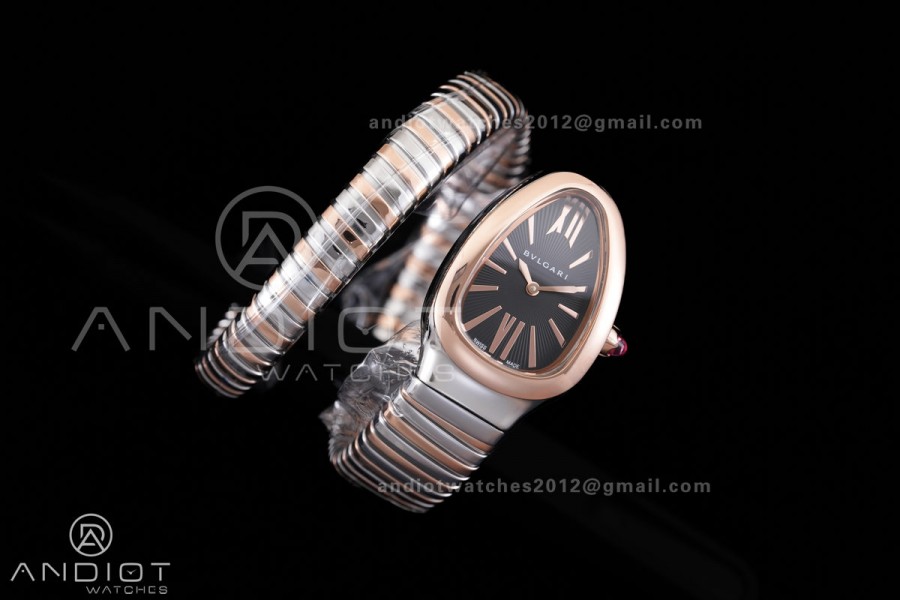 Serpenti 35mm SS/RG BVF 1:1 Best Edition Black Dial on SS/RG Bracelet Ronda Quartz