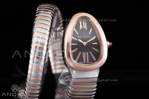 Serpenti 35mm SS/RG BVF 1:1 Best Edition Black Dial on SS/RG Bracelet Ronda Quartz