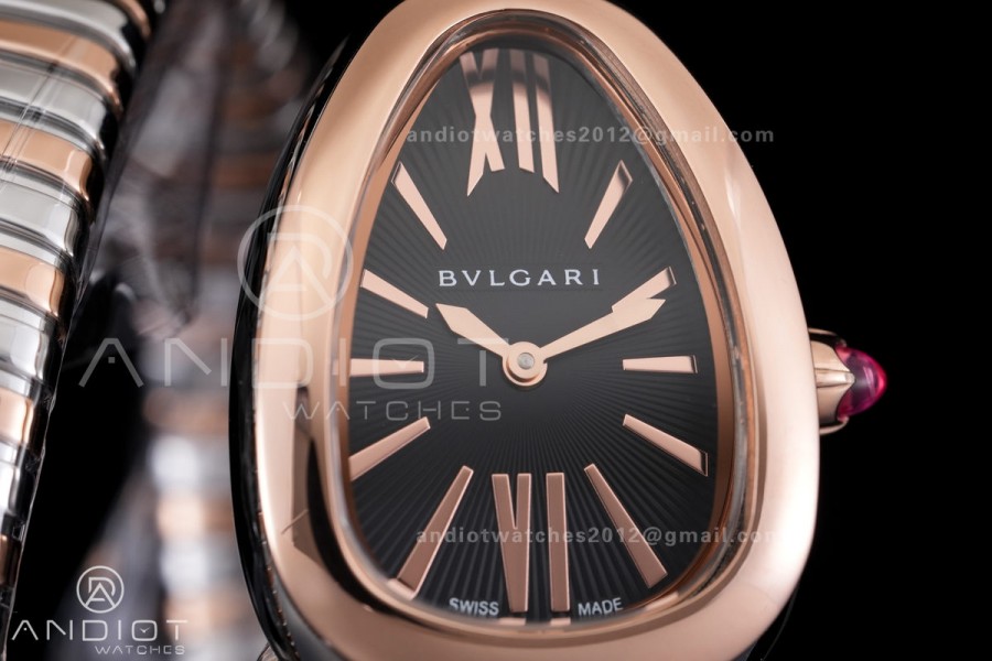 Serpenti 35mm SS/RG BVF 1:1 Best Edition Black Dial on SS/RG Bracelet Ronda Quartz