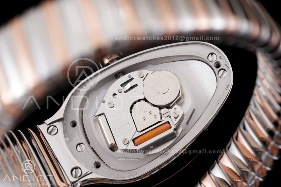 Serpenti 35mm Diamond Bezel SS/RG BVF 1:1 Best Edition Black Dial on SS/RG Bracelet Ronda Quartz