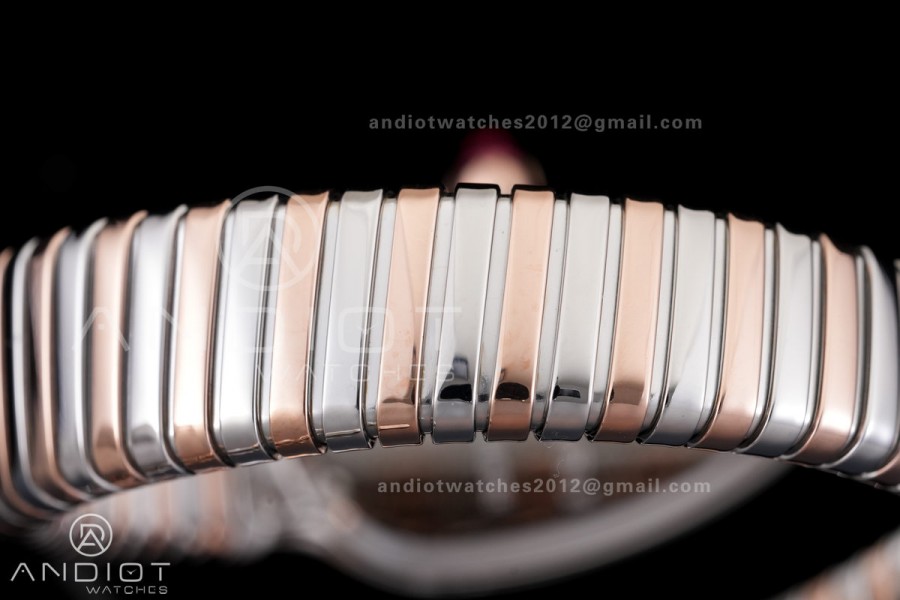 Serpenti 35mm Diamond Bezel SS/RG BVF 1:1 Best Edition Black Dial on SS/RG Bracelet Ronda Quartz