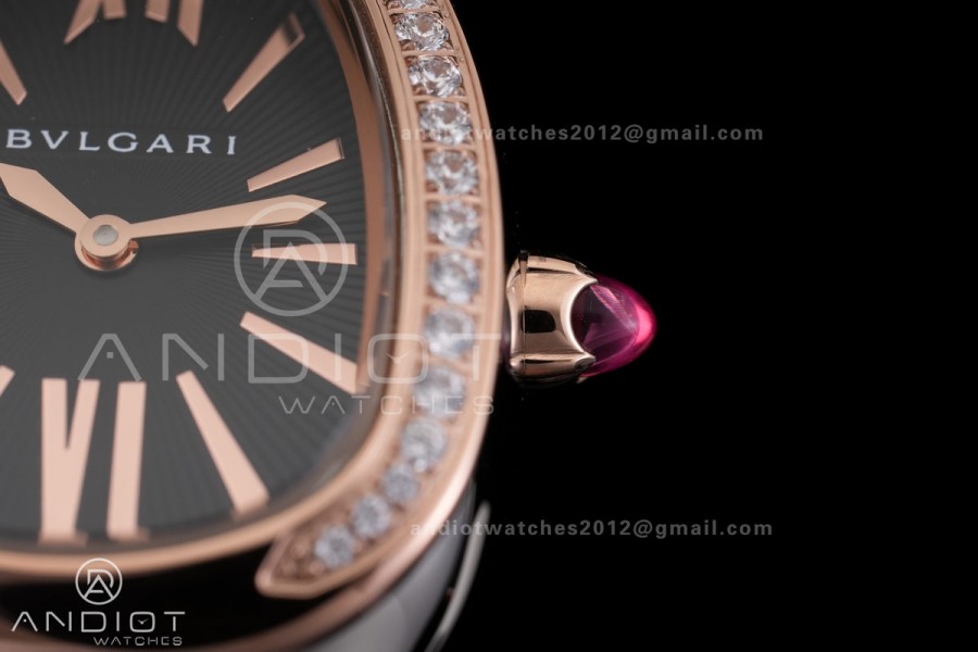 Serpenti 35mm Diamond Bezel SS/RG BVF 1:1 Best Edition Black Dial on SS/RG Bracelet Ronda Quartz