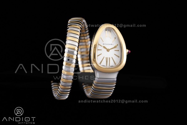 Serpenti 35mm SS/YG BVF 1:1 Best Edition Silver Dial on SS/YG Bracelet Ronda Quartz