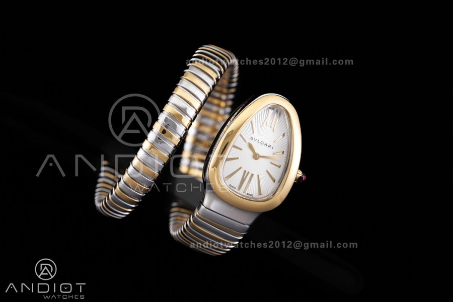 Serpenti 35mm SS/YG BVF 1:1 Best Edition Silver Dial on SS/YG Bracelet Ronda Quartz
