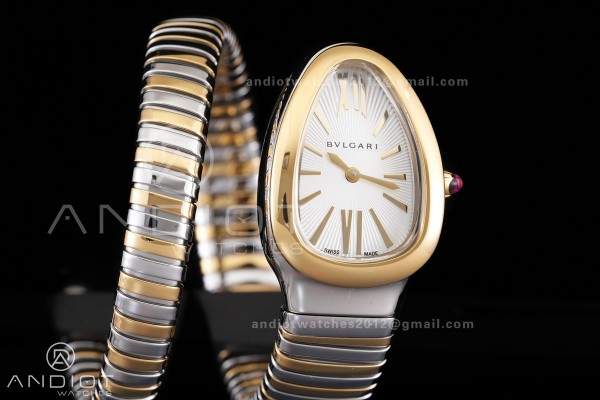 Serpenti 35mm SS/YG BVF 1:1 Best Edition Silver Dial on SS/YG Bracelet Ronda Quartz