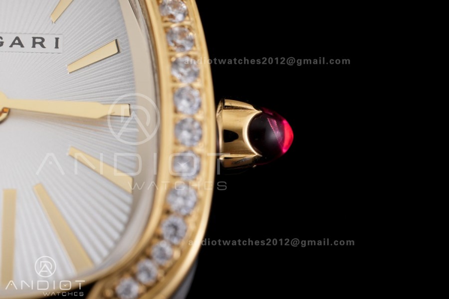 Serpenti 35mm Diamond Bezel SS/YG BVF 1:1 Best Edition Sliver Dial on SS/YG Bracelet Ronda Quartz