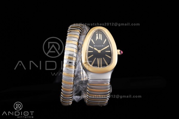 Serpenti 35mm SS/YG BVF 1:1 Best Edition Black Dial on SS/YG Bracelet Ronda Quartz