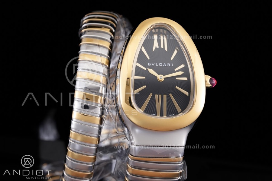 Serpenti 35mm SS/YG BVF 1:1 Best Edition Black Dial on SS/YG Bracelet Ronda Quartz
