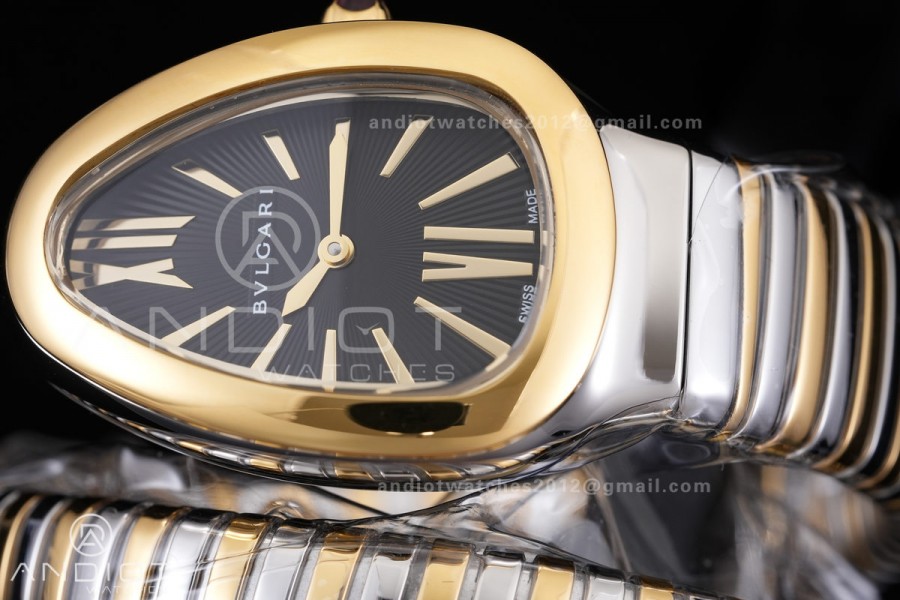Serpenti 35mm SS/YG BVF 1:1 Best Edition Black Dial on SS/YG Bracelet Ronda Quartz