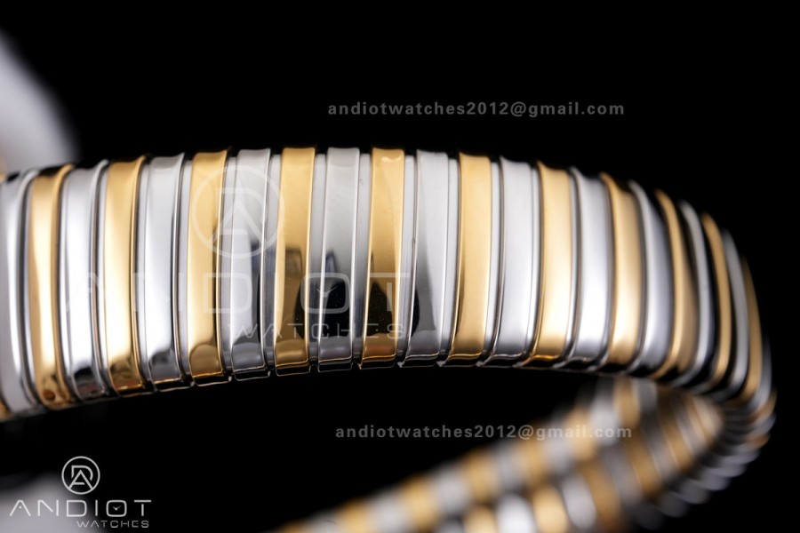 Serpenti 35mm Diamond Bezel SS/YG BVF 1:1 Best Edition Black Dial on SS/YG Bracelet Ronda Quartz