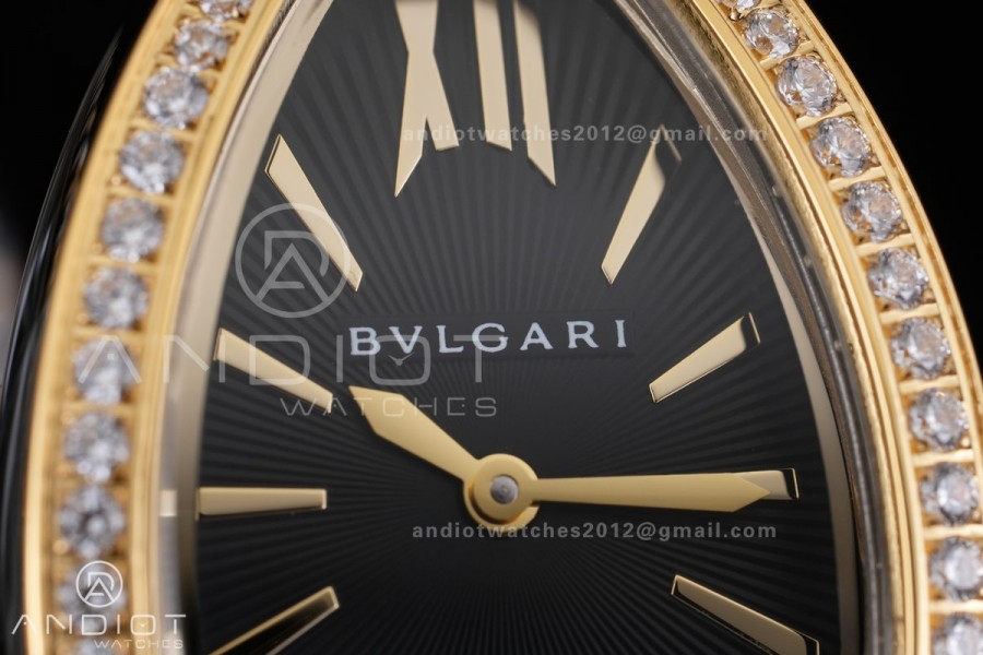 Serpenti 35mm Diamond Bezel SS/YG BVF 1:1 Best Edition Black Dial on SS/YG Bracelet Ronda Quartz