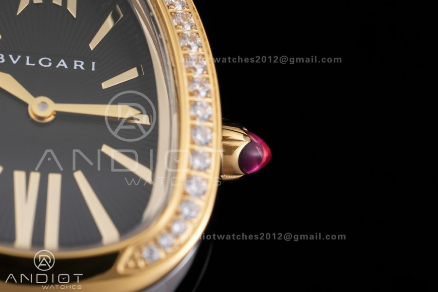 Serpenti 35mm Diamond Bezel SS/YG BVF 1:1 Best Edition Black Dial on SS/YG Bracelet Ronda Quartz