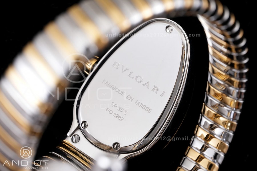 Serpenti 35mm Diamond Bezel SS/YG BVF 1:1 Best Edition Black Dial on SS/YG Bracelet Ronda Quartz
