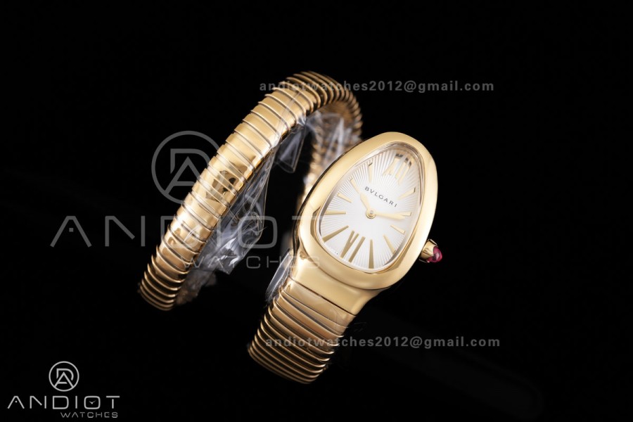 Serpenti 35mm YG BVF 1:1 Best Edition Silver Dial on YG Bracelet Ronda Quartz