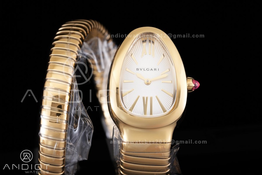 Serpenti 35mm YG BVF 1:1 Best Edition Silver Dial on YG Bracelet Ronda Quartz