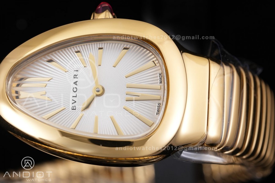 Serpenti 35mm YG BVF 1:1 Best Edition Silver Dial on YG Bracelet Ronda Quartz
