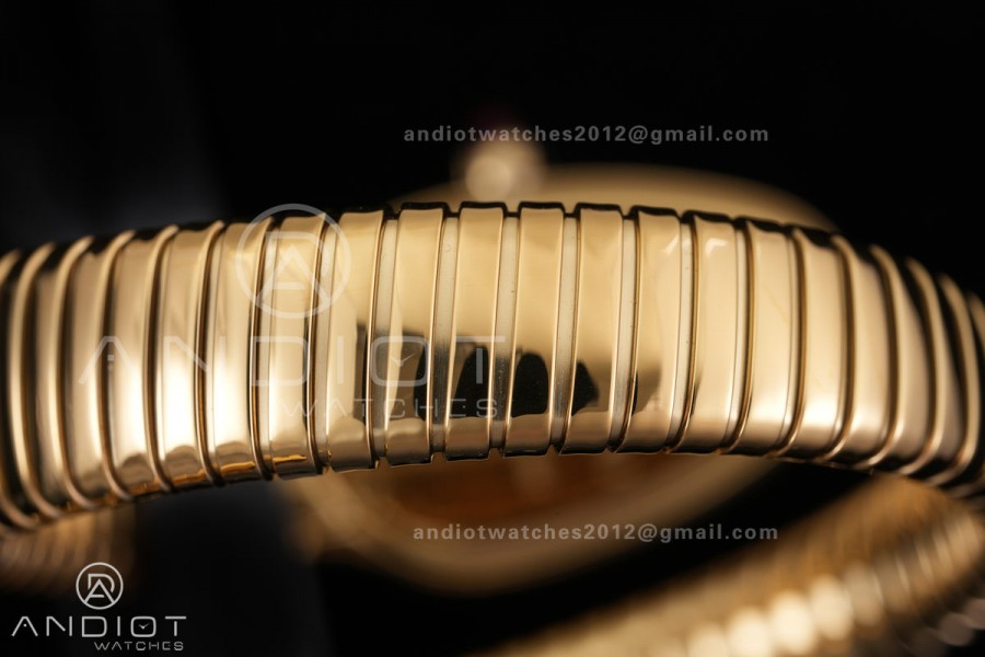 Serpenti 35mm Diamonds Bezel YG BVF 1:1 Best Edition Silver Dial on YG Bracelet Ronda Quartz