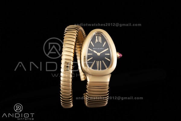 Serpenti 35mm YG BVF 1:1 Best Edition Black Dial on YG Bracelet Ronda Quartz
