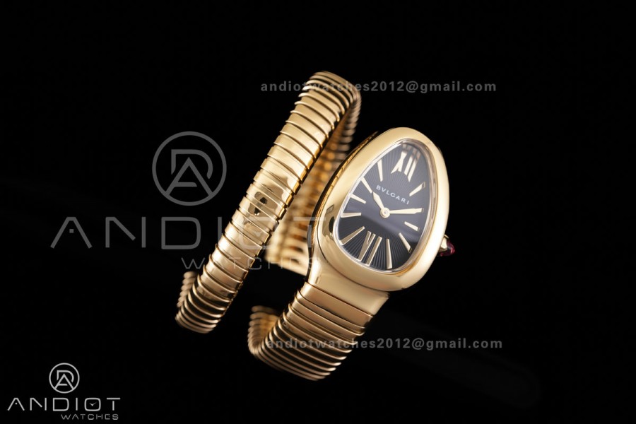Serpenti 35mm YG BVF 1:1 Best Edition Black Dial on YG Bracelet Ronda Quartz