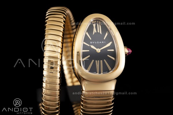 Serpenti 35mm YG BVF 1:1 Best Edition Black Dial on YG Bracelet Ronda Quartz