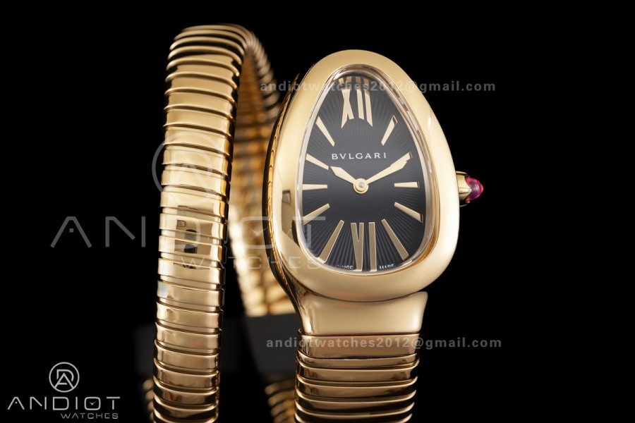 Serpenti 35mm YG BVF 1:1 Best Edition Black Dial on YG Bracelet Ronda Quartz