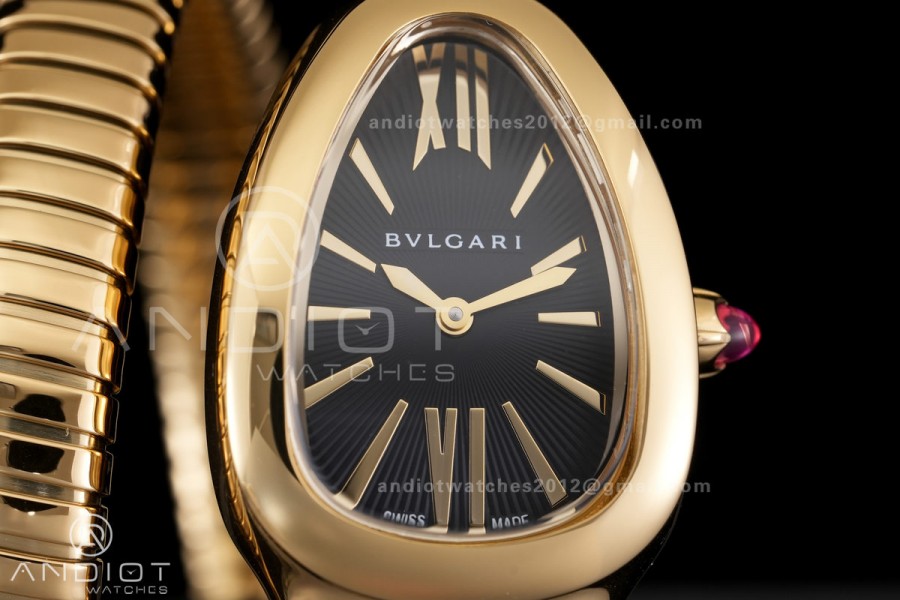 Serpenti 35mm YG BVF 1:1 Best Edition Black Dial on YG Bracelet Ronda Quartz