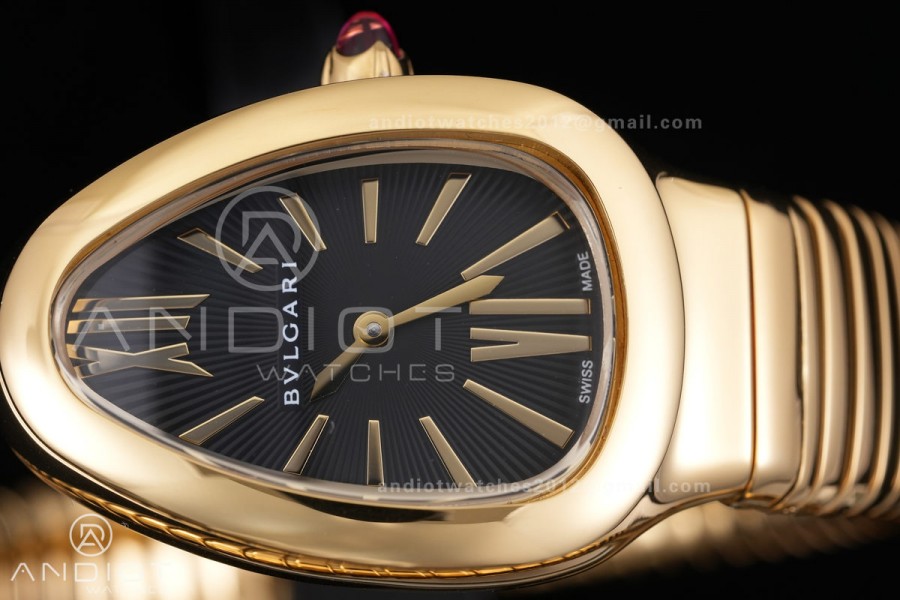 Serpenti 35mm YG BVF 1:1 Best Edition Black Dial on YG Bracelet Ronda Quartz
