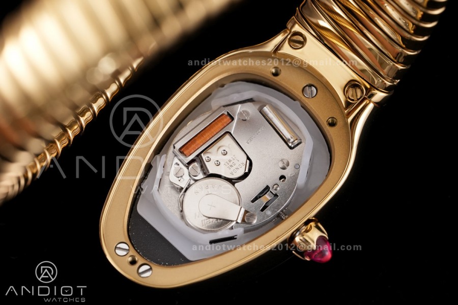 Serpenti 35mm Diamonds Bezel YG BVF 1:1 Best Edition Black Dial on YG Bracelet Ronda Quartz