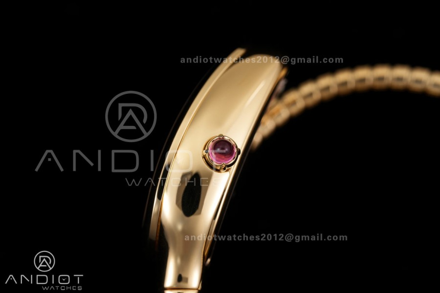 Serpenti 35mm Diamonds Bezel YG BVF 1:1 Best Edition Black Dial on YG Bracelet Ronda Quartz