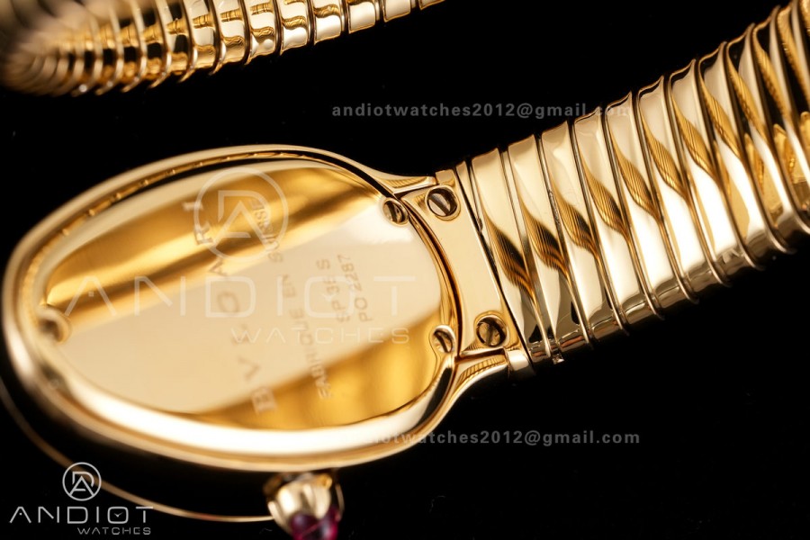 Serpenti 35mm Diamonds Bezel YG BVF 1:1 Best Edition Black Dial on YG Bracelet Ronda Quartz