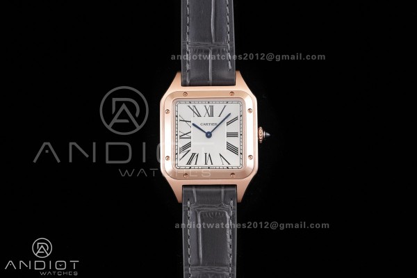 Santos Dumont 43.5mm RG F1F Best Edition Silver Dial on Gary Leather Strap Quartz