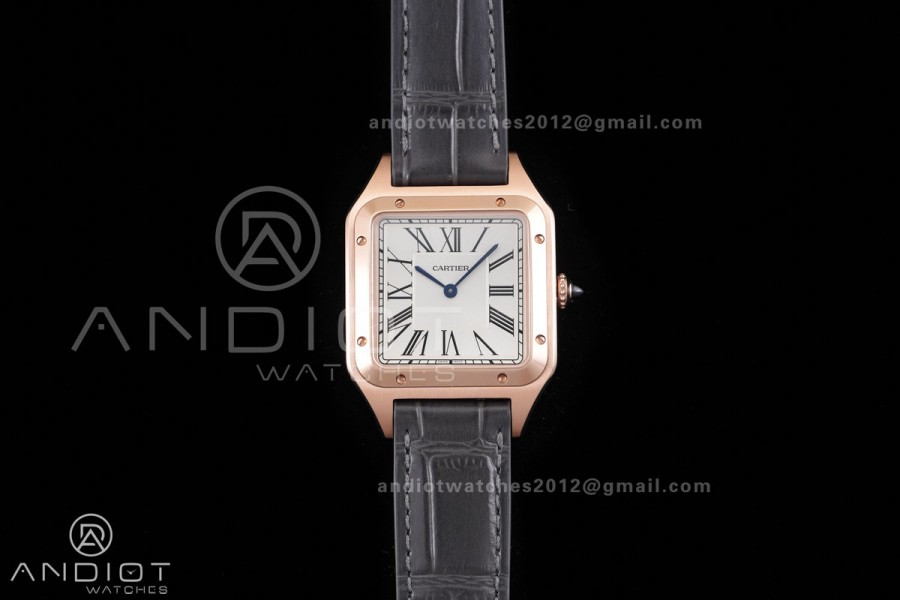 Santos Dumont 43.5mm RG F1F Best Edition Silver Dial on Gary Leather Strap Quartz