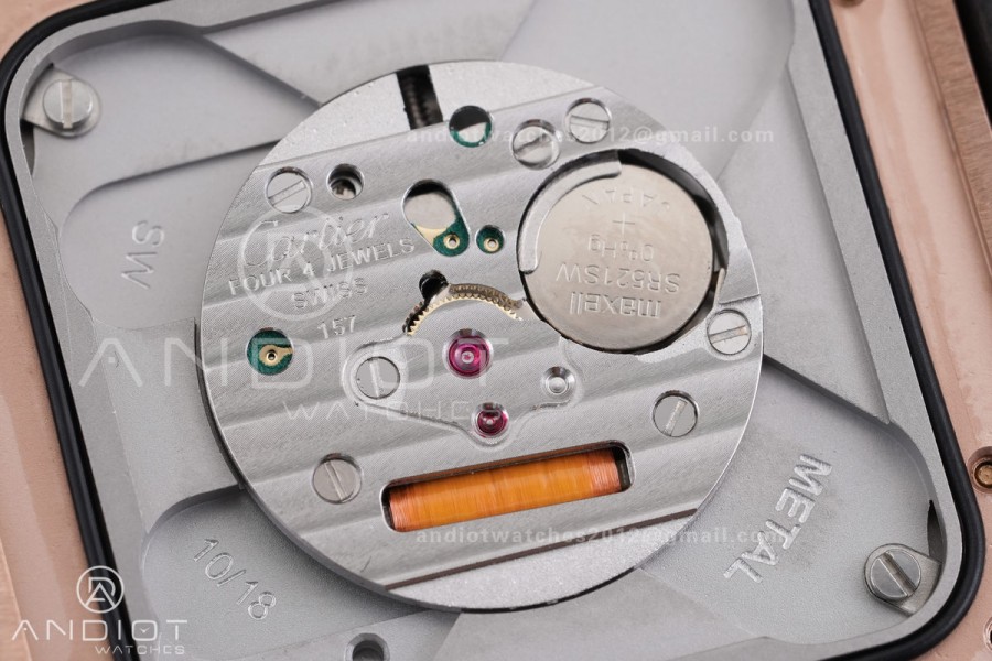 Santos Dumont 43.5mm RG F1F Best Edition Silver Dial on Gary Leather Strap Quartz