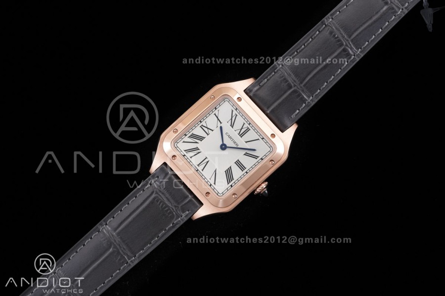 Santos Dumont 43.5mm RG F1F Best Edition Silver Dial on Gary Leather Strap Quartz