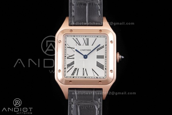 Santos Dumont 43.5mm RG F1F Best Edition Silver Dial on Gary Leather Strap Quartz