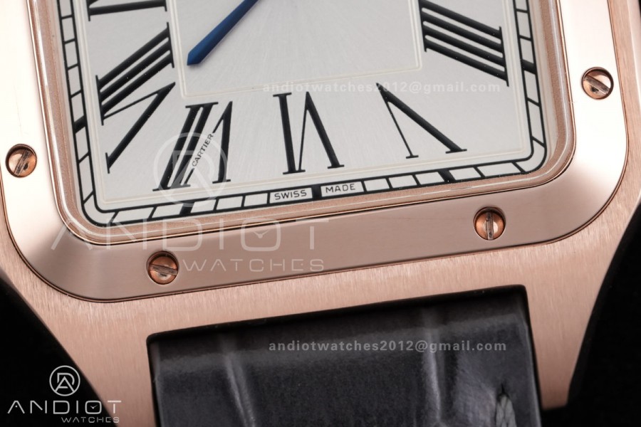 Santos Dumont 43.5mm RG F1F Best Edition Silver Dial on Gary Leather Strap Quartz