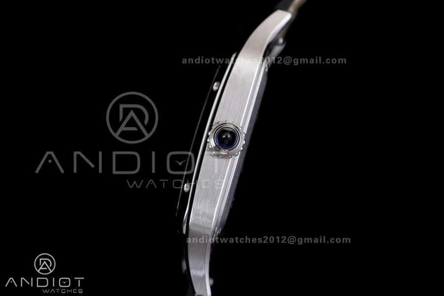 Santos Dumont 43.5mm SS F1F Best Edition Silver Dial on Black Leather Strap Quartz