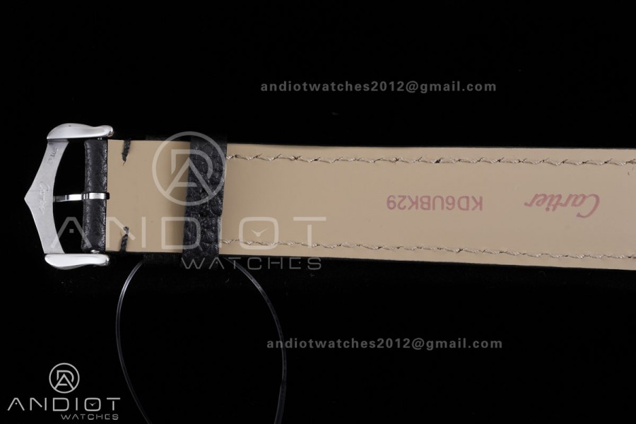 Santos Dumont 43.5mm SS F1F Best Edition Silver Dial on Black Leather Strap Quartz