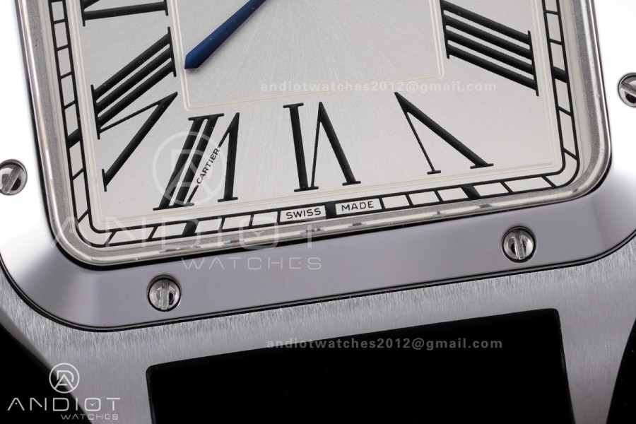 Santos Dumont 43.5mm SS F1F Best Edition Silver Dial on Black Leather Strap Quartz